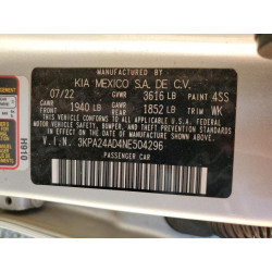 2022 KIA RIO 3KPA24AD4NE504296 80728645