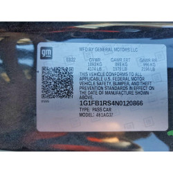 2022 CHEVROLET CAMARO 1G1FB1RS4N0120866 96790705