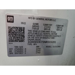 2022 CHEVROLET SUBURBAN 1GNSKEKT5NR315281 92808485