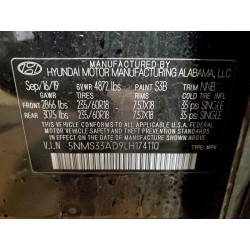 2020 HYUNDAI SANTA FE 5NMS33AD9LH174110 72320525