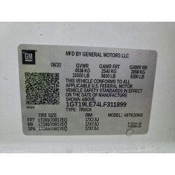 2020 GMC SIERRA 1GT19LE74LF311899 98173615