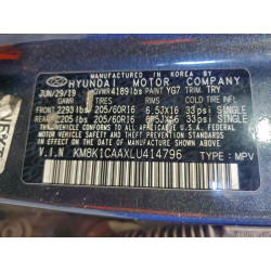 2020 HYUNDAI KONA KM8K1CAAXLU414796 96370015