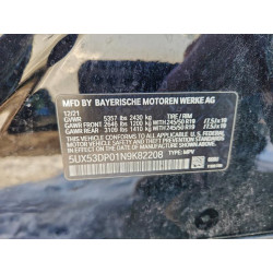 2022 BMW X3 5UX53DP01N9K82208 96486945