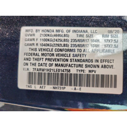 2020 HONDA CRV 7FARW1H21LE014758 96233145