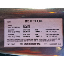 2020 TESLA MODEL 3 5YJ3E1EB5LF616927 72189795