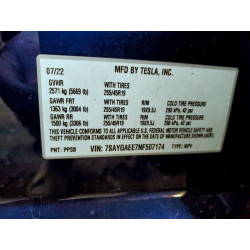 2022 TESLA MODEL Y 7SAYGAEE7NF507174 96192025