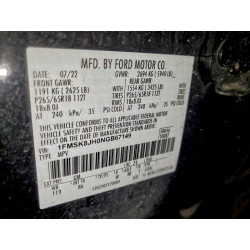 2022 FORD EXPLORER 1FMSK8JH0NGB67149 94191995