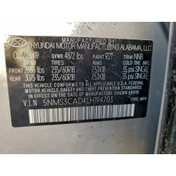 2020 HYUNDAI SANTA FE 5NMS3CAD4LH194703 97726325