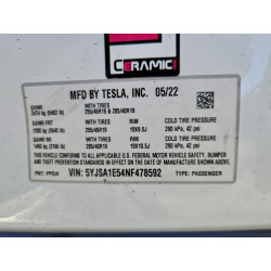 2022 TESLA MODEL S 5YJSA1E54NF478592 98012745