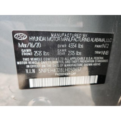 2020 HYUNDAI SONATA 5NPEH4J28LH050657 93445395