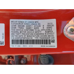 2023 HONDA CIVIC 2HGFE2F59PH552193 92690185