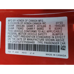 2023 HONDA CIVIC 2HGFE2F57PH564469 89886535