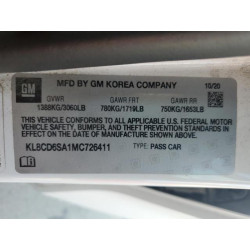 2021 CHEVROLET SPARK KL8CD6SA1MC726411 83927185