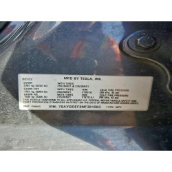 2022 TESLA MODEL Y 7SAYGDEF8NF381983 96207635
