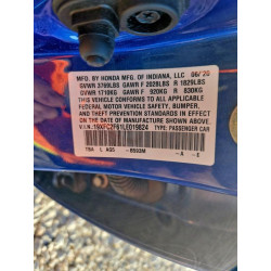 2020 HONDA CIVIC 19XFC2F61LE019824 96114285