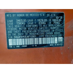 2020 HONDA FIT 3HGGK5H43LM710901 96543665