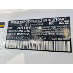 2022 MERCEDES-BENZ E-CLASS W1K1K6BB6NF178859 72827975