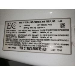 2021 TESLA MODEL 3 5YJ3E1EAXMF861859 61800235