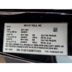 2022 TESLA MODEL 3 5YJ3E1EA6NF372425 78156395