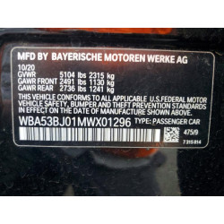 2021 BMW 5 SERIES WBA53BJ01MWX01296 73660245