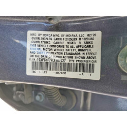 2020 HONDA CIVIC 19XFC1F77LE207427 48654616