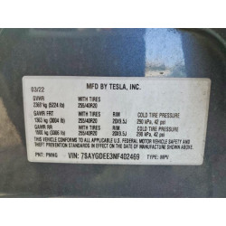 2022 TESLA MODEL Y 7SAYGDEE3NF402469 51087966