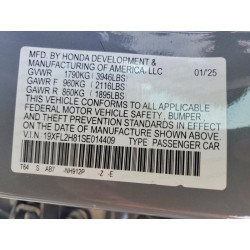 2025 HONDA CIVIC 19XFL2H81SE014409 50102216