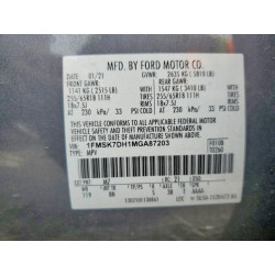 2021 FORD EXPLORER 1FMSK7DH1MGA87203 50743486