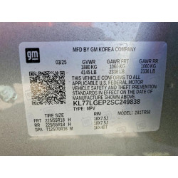 2025 CHEVROLET TRAX KL77LGEP2SC249838 46852286