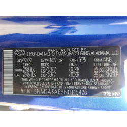 2022 HYUNDAI TUCSON 5NMJA3AE9NH145428 46953736