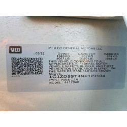 2022 CHEVROLET MALIBU 1G1ZD5ST4NF123104 50501726