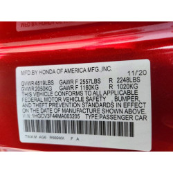 2021 HONDA ACCORD 1HGCV3F44MA003205 53062996