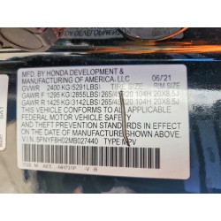 2021 HONDA PASSPORT 5FNYF8H02MB027440 50635856