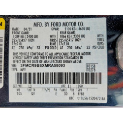 2021 FORD BRONCO 3FMCR9B6XMRA58093 55375796