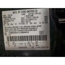 2020 FORD EXPLORER 1FMSK8DH1LGB99410 75749365