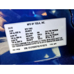 2020 TESLA MODEL Y 5YJYGDEF6LF018575 58155036