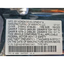 2021 HONDA CRV 5J6RW2H87MA013401 48918046