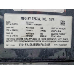 2021 TESLA MODEL S 5YJSA1E56MF449156 52007776