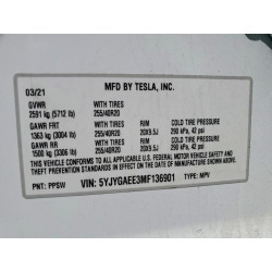 2021 TESLA MODEL  Y 5YJYGAEE3MF136901 53962376
