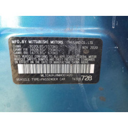 2021 MITSUBISHI MIRAGE ML32AUHJ8MH001420 53193636
