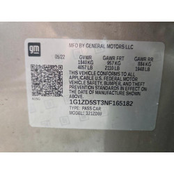 2022 CHEVROLET MALIBU 1G1ZD5ST3NF165182 63449716
