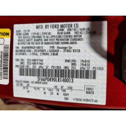 2020 FORD FUSION 3FA6P0K90LR140013 60562026