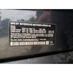 2022 BMW X5 5UXCR6C04N9M80062 53580543