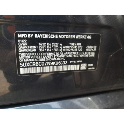 2022 BMW X5 5UXCR6C07N9K96332 59960403