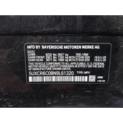 2022 BMW X5 5UXCR6C08N9L61320 69904283