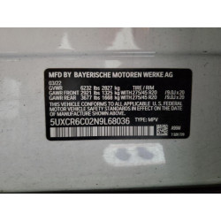 2022 BMW X5 5UXCR6C02N9L68036 70222143